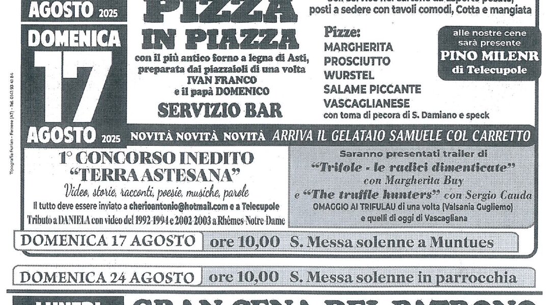 Festa patronale San Bartolomeo - Frazione Vascagliana - San Damiano d'Asti (AT)