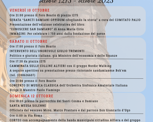 750 anni dalla fondazione di San Damiano d'Asti