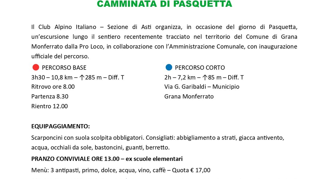 Camminata di Pasquetta - Grana Monferrato (AT)