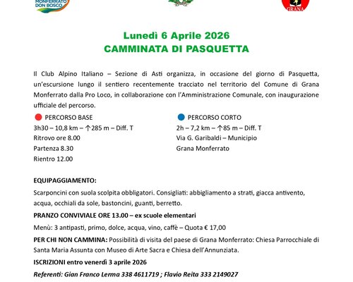 Camminata di Pasquetta - Grana Monferrato (AT)