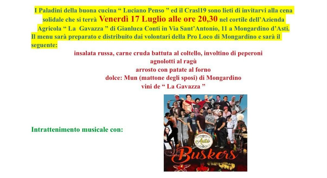 Cena Solidale - Mongardino 