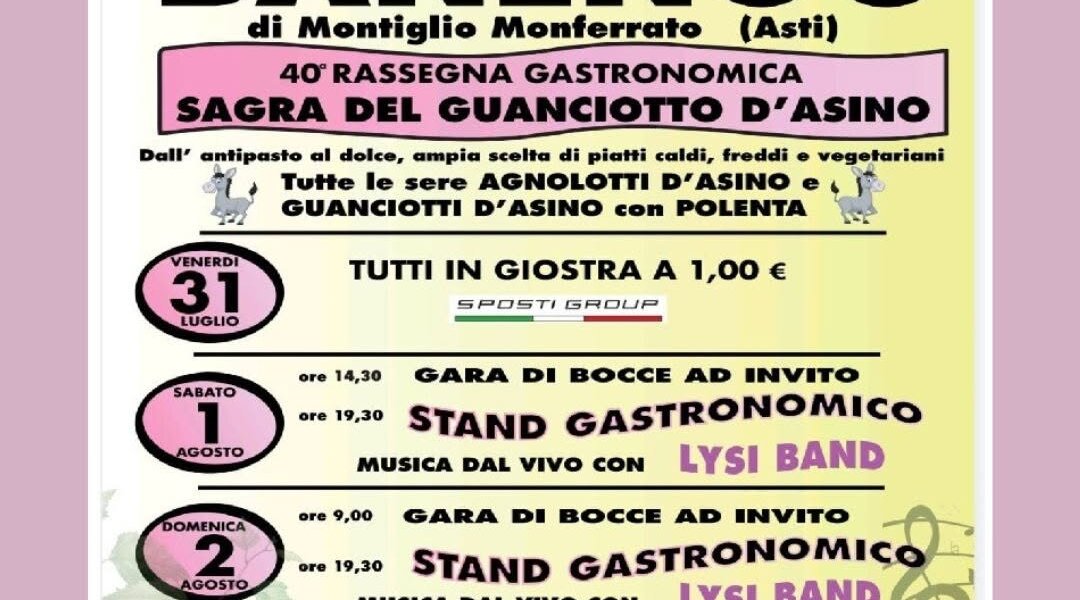 Festa Patronale e Sagra del Guanciotto d'asino -  Banengo di Montiglio Monferrato