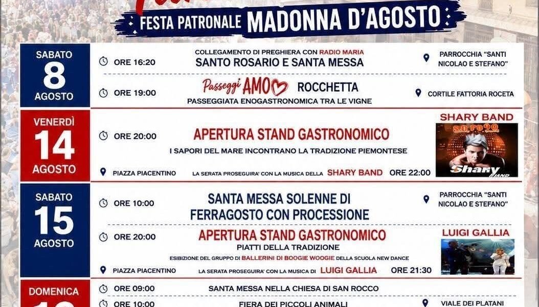 esta della Madonna d'agosto 2026 - Rocchetta Tanaro (AT)