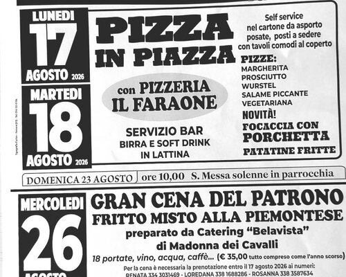 Festa patronale San Bartolomeo - Frazione Vascagliana - San Damiano d'Asti (AT)